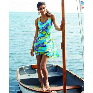 EUC *Lilly Pulitzer* Calissi Turquoise Sound the Horn Hi-Low Sequin Dress XS